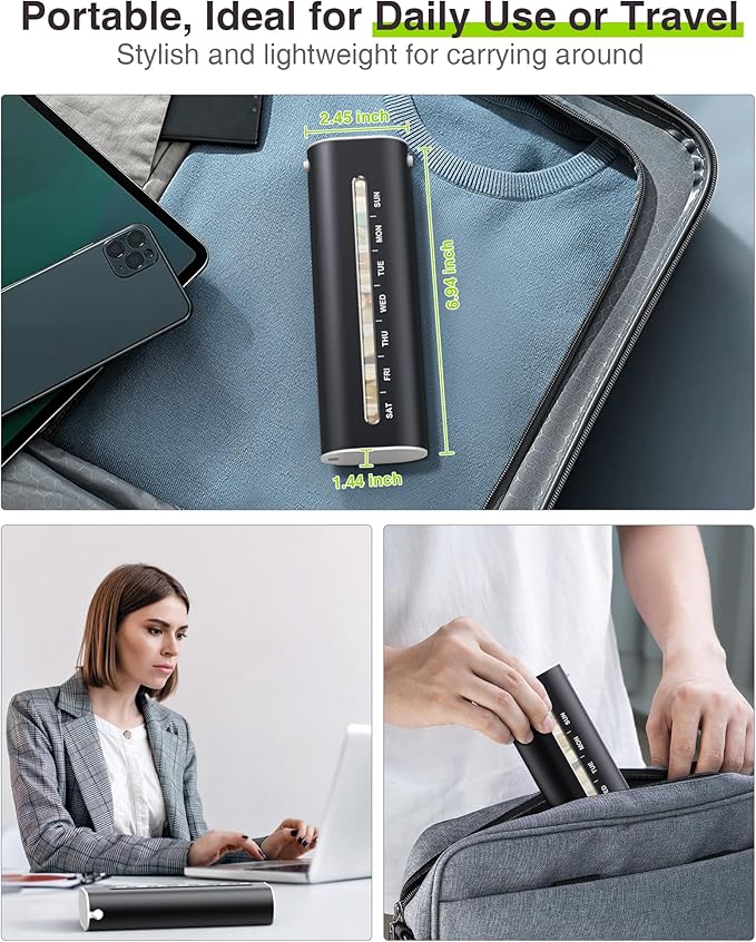 Zannaki Aluminum 7 Day Weekly Pill Organizer, Portable Travel Pill Case with Three Layer Seal, Large Capacity Cute Daily Pill Box, Pill Holder Container for Vitamins, Pills, Supplements and Medication