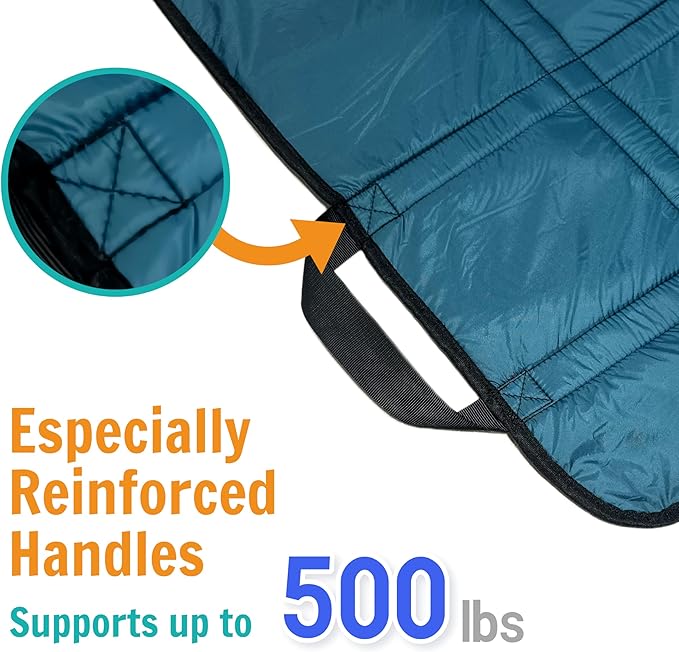 Upgraded 3-Layer Comfort Positioning Bed Pad with Handles Washable Waterproof Transfer Board for Turning Moving Patient Inconvenience Care Transfer Sheet, 48" x 40", Large, Ocean Teal