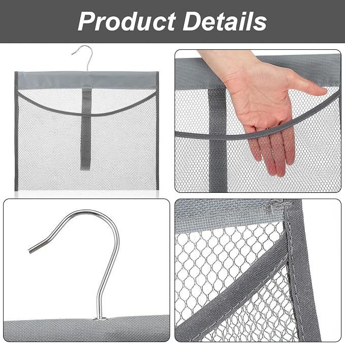 Mesh Shower Caddy Portable Shower Bag with Rotatable Hanger Quick Dry Hanging Toiletry Organizer Mesh Bath Toy Holder for Travel Gym Bathroom Dorm Essentials (Gray)