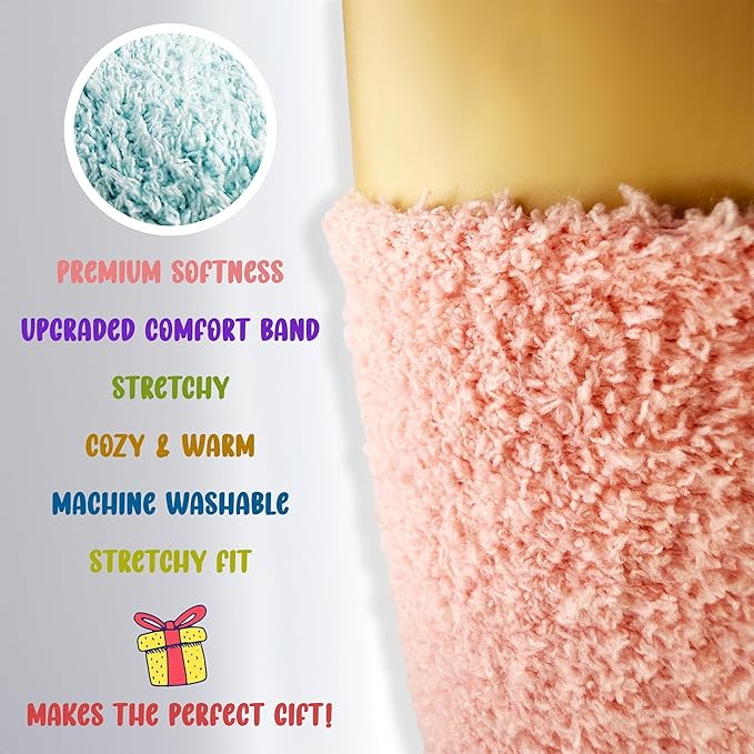 12 Pairs Fuzzy Socks for Women, Soft Fluffy Cozy Thick Warm Winter Holiday Stocking Stuffer Bulk Pack