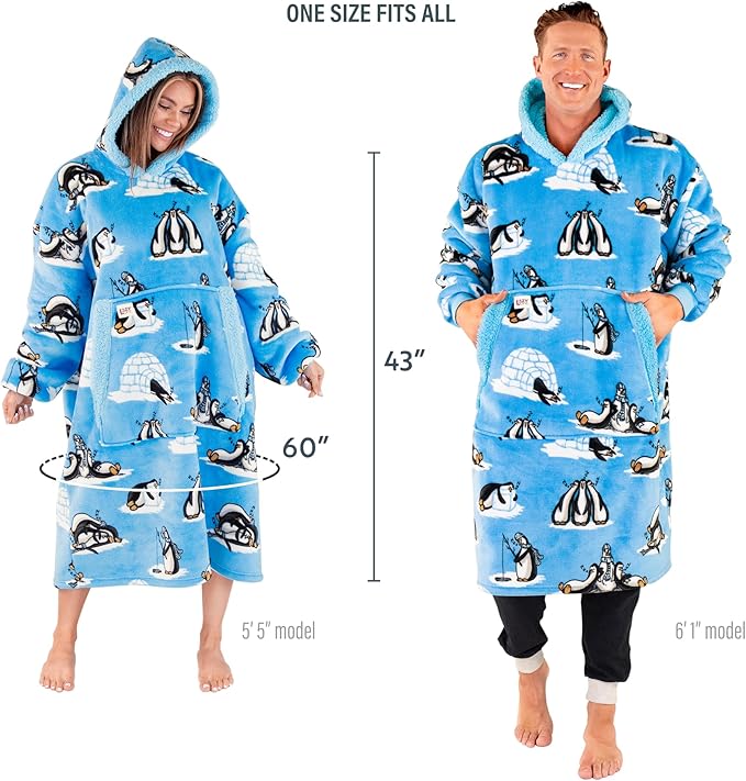 LazyOne Oversized Blanket Hoodie, Oversized Hoodies for Women and Men, One Size Fits All Wearable Blankets