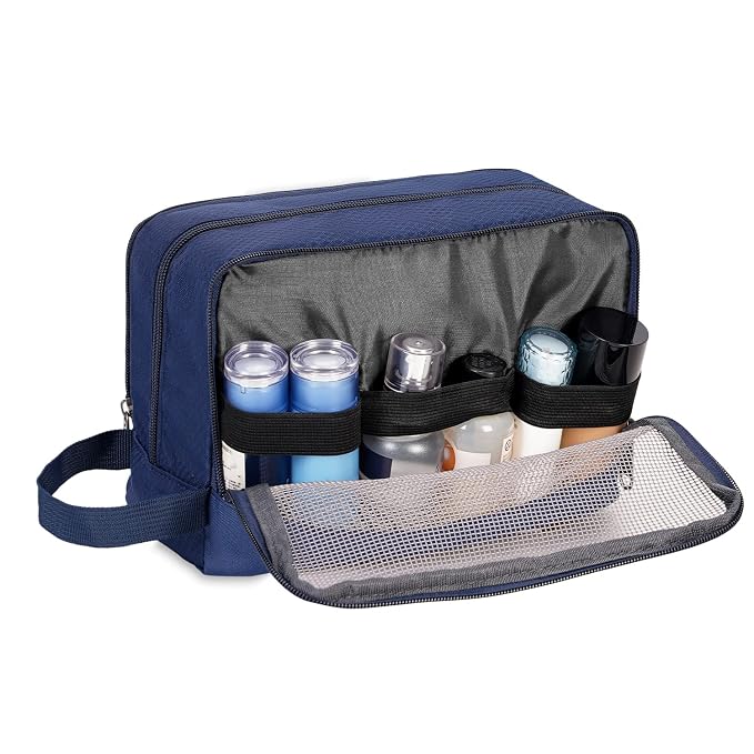 WANDF Travel Toiletry Bag for Men, Small Dopp Kit for Toiletries | Water-Resistant Fabric, Travel Bag for Toiletries, Compact Storage, Shaving Accessories, Weekend Trips