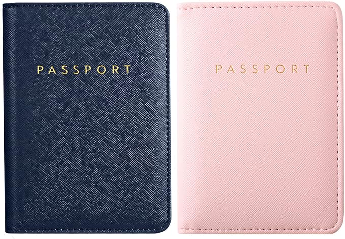 2 Pcs Passport Cover Holder for Travel Waterproof Leather Passport Wallet Case Book Travel Cruise Essentials for Women Men | 2 Pieces