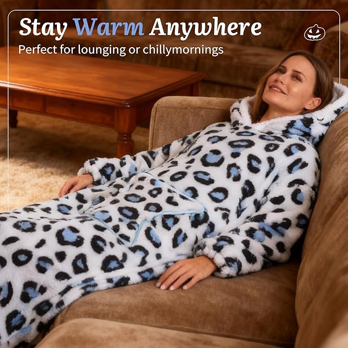 Blanket Hoodie, Long Hooded Blanket Sweatshirt as Birthday Gifts for Women Men, Long Wearable Blanket for Women Men.