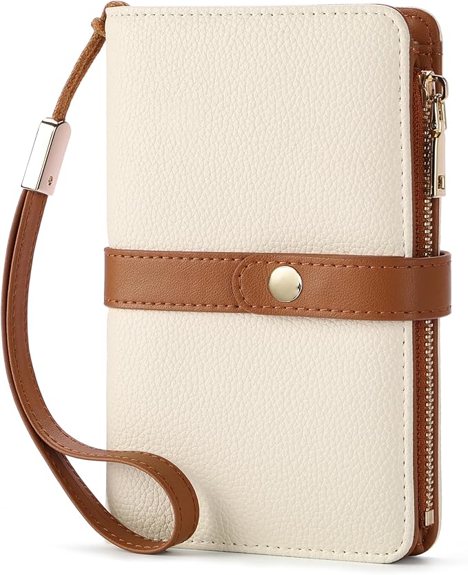 Small Wallet Women RFID Blocking Vegan Leather Slim Thin Bifold Credit Card Wallet Passport Holder Ladies Travel Wallet Mini Purse with Zipper Pocket