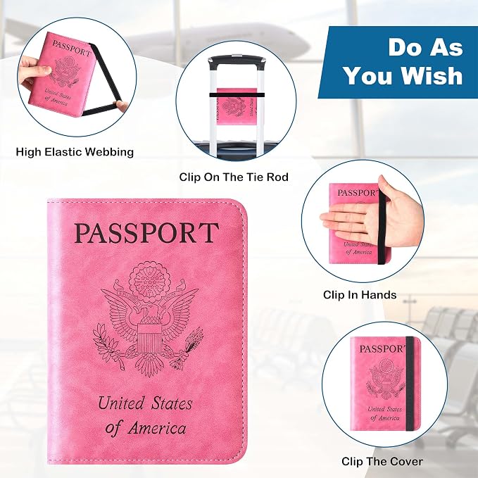 Passport Holder for Travel Essentials, RFID Passport Cover | Rfid Blocking Wallet, Synthetic Leather Case, Vacation Travel Accessories, For Women Men