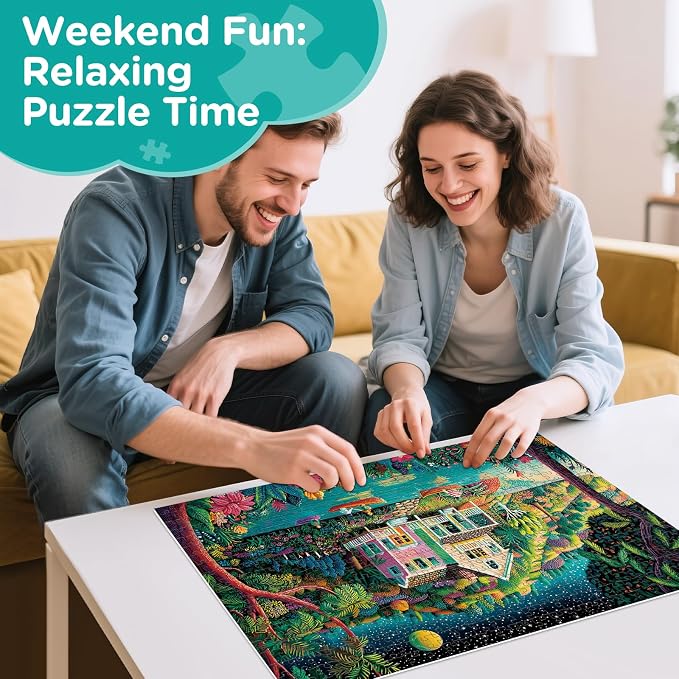 500 Piece Puzzles for Adults,Mountains Lake Cottage Jigsaw Puzzles | Nature Puzzle 500 Pieces for Teens Adults Seniors, Forest Valley Puzzle for Adults, Summer Vacation Puzzle Game Toy Gift