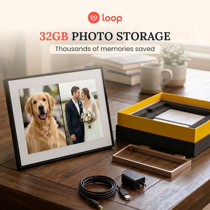 Loop Pro WiFi Digital Picture Frame 10.1 Inch - Full HD 1920x1080 with Touchscreen - Electronic Photo Display - Send Photos & Videos - Frame Gift for Family, Parents & Grandparents