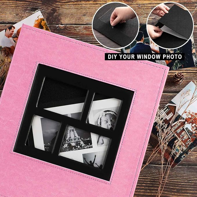 Ywlake Photo Album 4x6 600 Pockets Photos, Extra Large Capacity Family Wedding Picture Albums Holds 600 Horizontal and Vertical Photos Pink