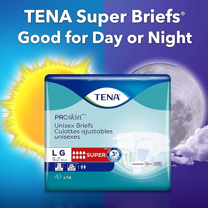 Tena ProSkin Unisex Adult Diapers with Tabs, Maximum Absorbency, X-Large, 12 ct