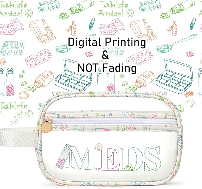 COSHAYSOO Clear MEDS Bag Medicine Travel Case Pill Pouches for Traveling Small Medication Organizer Purse for Women Teen Girls, Car Emergency Medicine Kit Accessories Airplane Park Trip Essentials