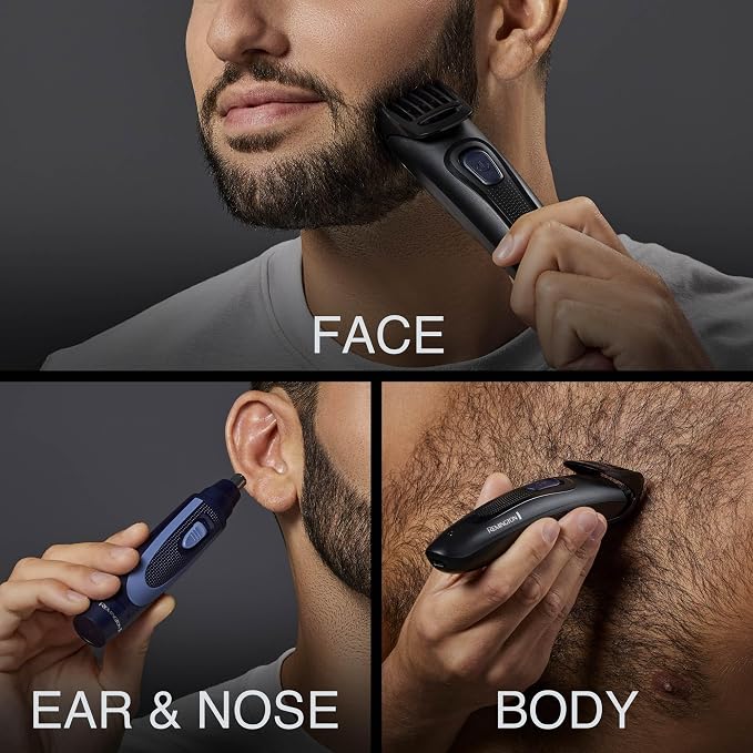 Remington Rechargeable Beard Trimmer Kit for Mustaches, Nose Hair, and Light Detailing and Grooming with Bonus Battery Nose Trimmer