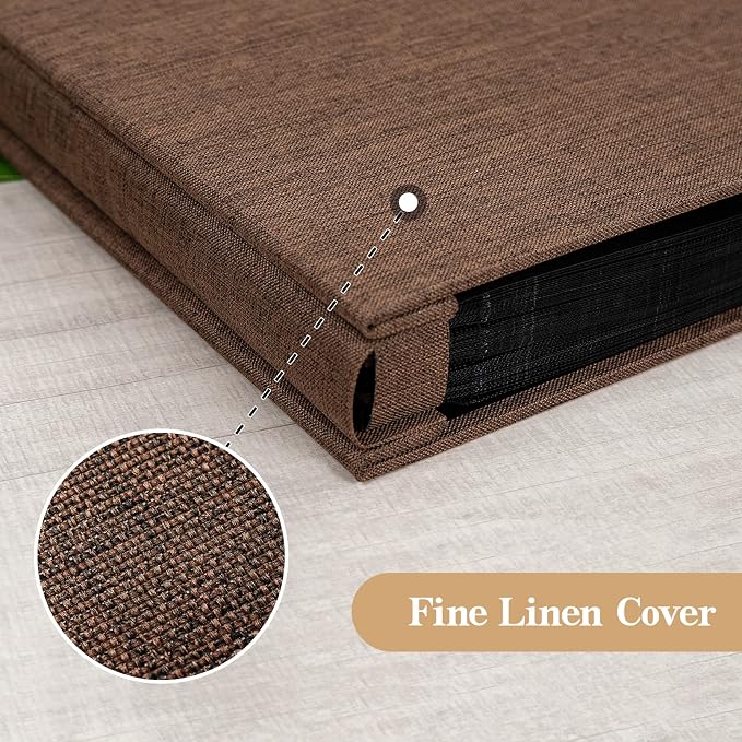potricher Linen Hardcover Photo Album 4x6 1000 Photos Large Capacity for Family Wedding Anniversary Baby Vacation (Brown, 1000 Pockets)
