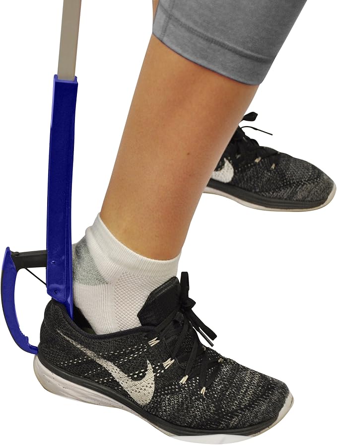 Blue Jay ‘Get Your Shoe On’ Shoehorn - Lightweight Shoe Wearing Stick with Gripper - Easy to Use, No Extra Bending Required, Get Your Shoes On Easily - 32 Inches, Light Blue