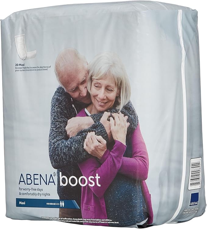 Abena BOOST Fluff Incontinence Pads - No Barrier/Flow-Through, (Sizes Normal To Extra Large) Extra Large, 20 Count | Polymer