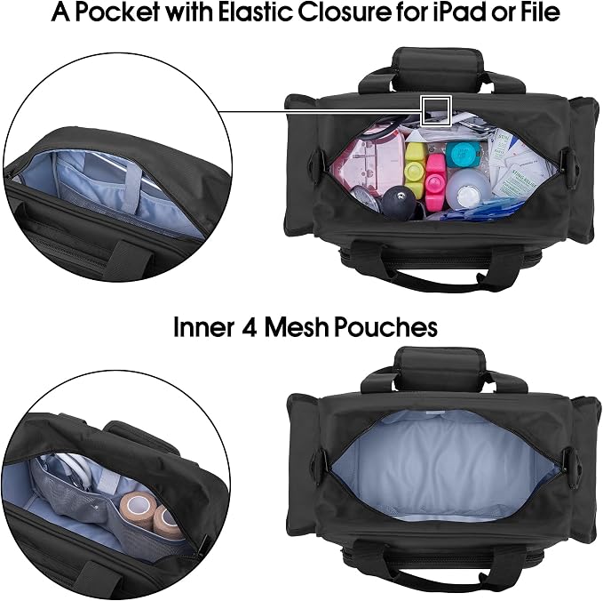 Trunab Home Health Nurse Bag Empty, Portable Medical Supplies Shoulder Bag | for Hospice, Home Visit, Hospital Interns, Black, Bag Only