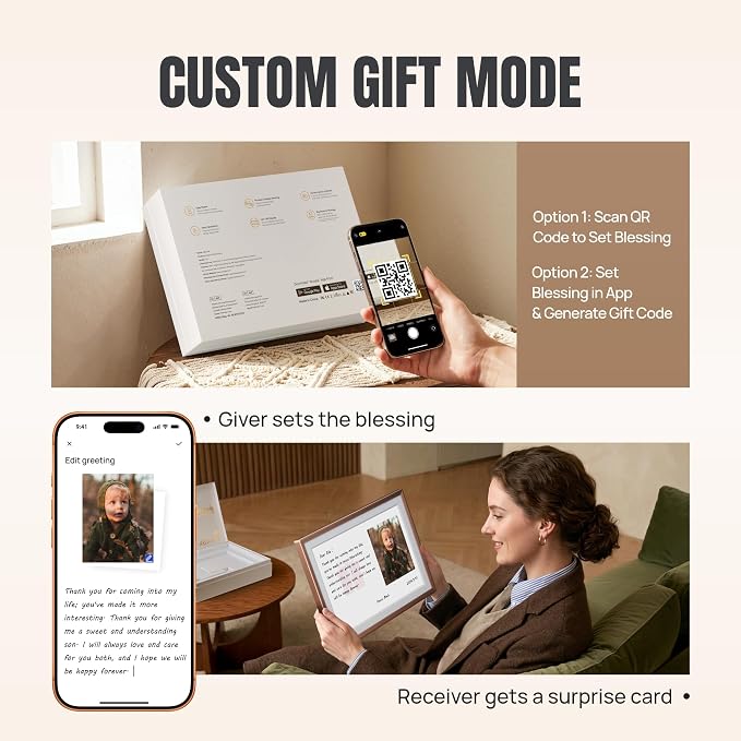 ARZOPA 14" WiFi Digital Picture Frame Free Cloud Storage No Subscription 1920x1200 Touchscreen Metal Frame Load Live Photos Videos from Phone Ideal for Gifting - D14 Mocha Brown