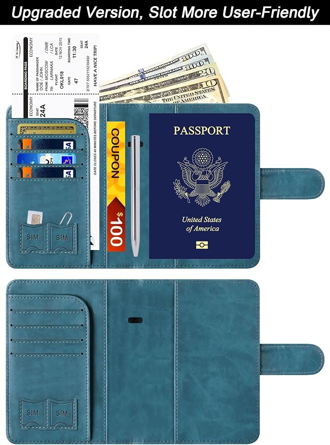 LOHASLIFE Passport Holder for Travel Essentials, Passport Cover Wallet | Leather Rfid Blocking Card Case, Travel Accessories, Vacation Luggage Must Haves, for Men Women