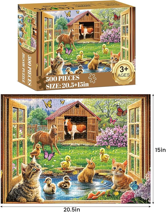 500 Piece Puzzles for Adults Funny Cat Animal Jigsaw Puzzles 500 Pieces | Adult Puzzles Pet Lover Family Challenging Game Gift for Friends 20.5x15IN