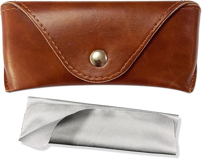 LogHog Portable Leather Glasses Case,Flexible Sunglasses Pouch Slim Case for Women Men Horizontal Eyeglass Case