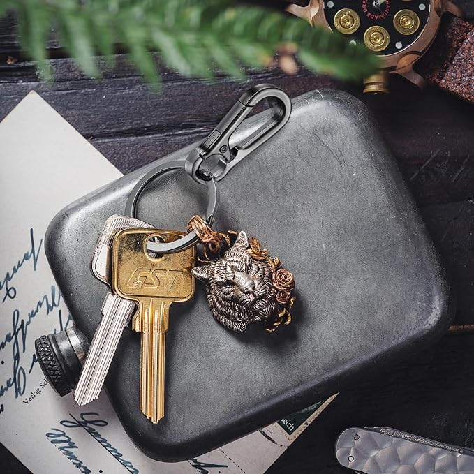 Amaxiu Heavy Duty Metal Keychain, Zinc Alloy Key Chain with Keyring Quick Release Carabiner Clips Keyring Holder Organizer Car Key Finder Hook Keys Clip for Men Women