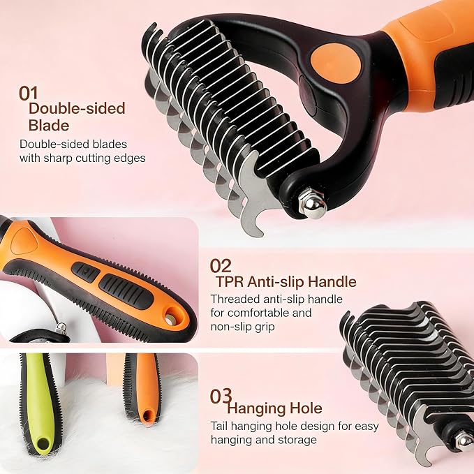 【YiErBearAL】Premium Slicker Brush for Dogs & Cats | Gently Removes Loose Undercoat, Mats & Tangles | Effective Pet Grooming Tool for Long & Short Haired Breeds