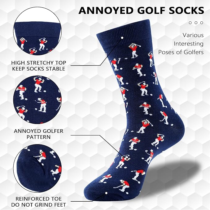 Golf Socks for Men,Christmas Golf Gifts for Men,Stocking Stuffers for Men | Featuring funny golfer patterns Socks, Great for any golfer, Funny Gift for Dad, Golf Accessories for Men