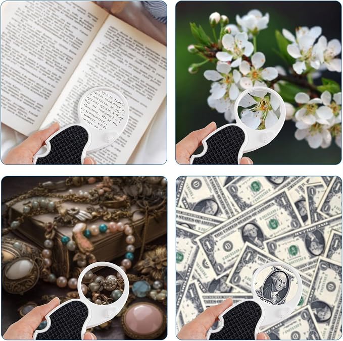 Magnifying Glass with Light, 5X Pocket Magnifier, Lightweight LED Illuminated Magnifying Glass for Reading, Macular Degeneration, Inspection, Jewellery, Coins, Hobbies & Crafts