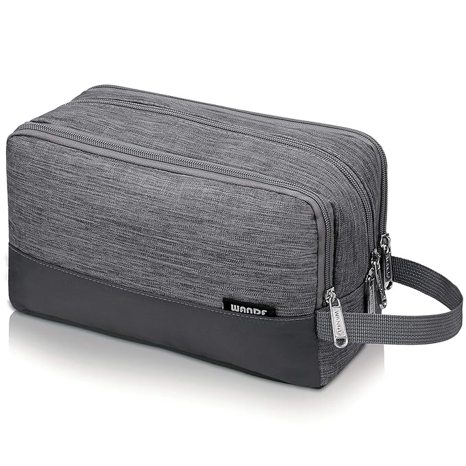 WANDF Travel Toiletry Bag for Men, Small Dopp Kit for Toiletries | Water-Resistant Fabric, Travel Bag for Toiletries, Compact Storage, Shaving Accessories, Weekend Trips