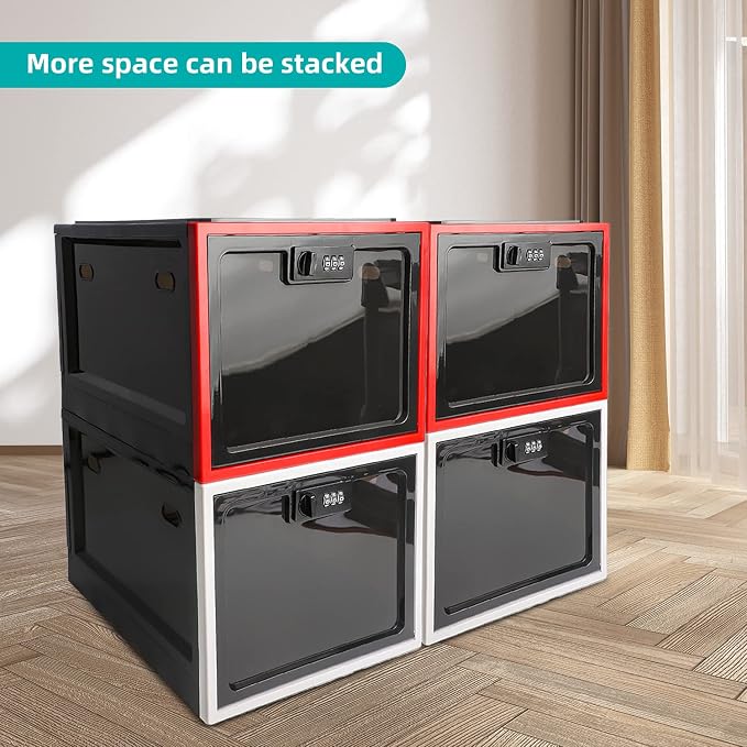 Medicine Lock Box - Refrigerator Lockable Box for Food Storage Locker - Clear Lockbox with Combination - Childproof First AID Locking Pill Case and Medical Organizer Bin - Ipad Tablet Phone Jail Box