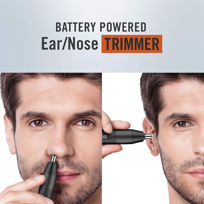 ConairMan Nose Hair Trimmer forMen,ForNose,Ear,and Eyebrows,Patent 360 Bevel Blade-Forno Pull,No Snag Trimming Experience,Cordless Trimmer 2 piece Set with Detail and Shaver Attachments,(Pack of 4)
