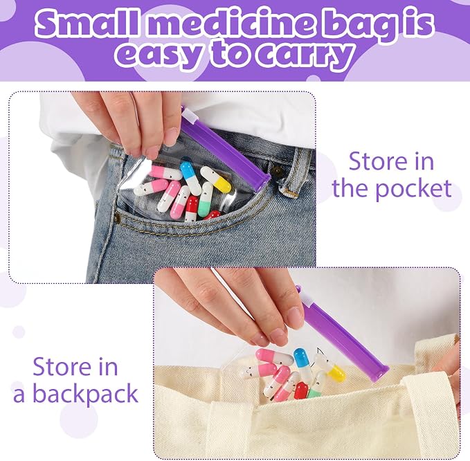 Sherr 70 Pcs Pill Pouch Bag,Slide Lock Medicine Bag for Travel,Moon and Sun