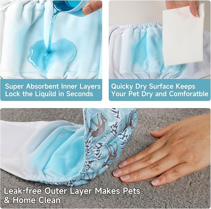 wegreeco Washable Male Dog Belly Band (Stylish Pattern) - Pack of 3 - Dog Diapers Male - Washable Male Dog Belly Wrap (Dolphins, X-Small)