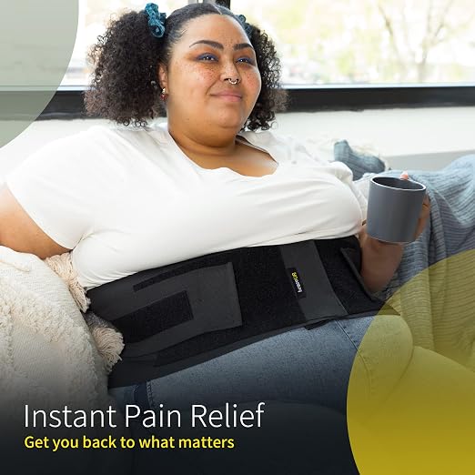 BraceUP Plus Size Back Brace for Woman and Man - Extra Large Lower Back Support with Straps and Compressions, Back Pain Relief, Abdominal Plus Size Binder (4XL 62-74 In)