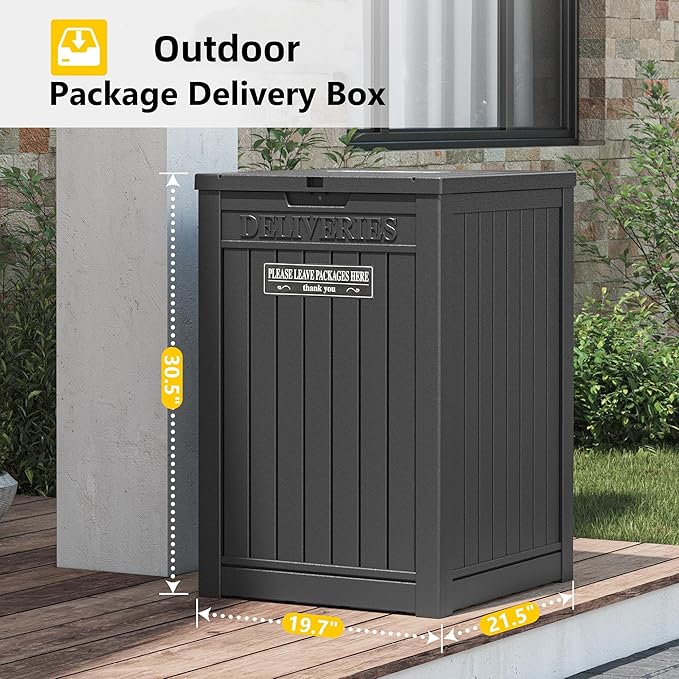 Package Delivery Box for Outside, Waterproof Outdoor Storage, Black