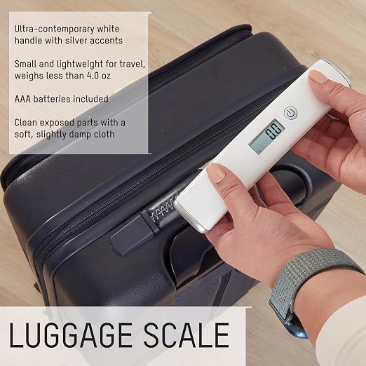 Taylor Digital Luggage Scale, Handheld Travel Scale with Locking Weight Display, Portable Suitcase Scale for Avoiding Overweight Baggage Fees, White, 2 AAA Batteries Included