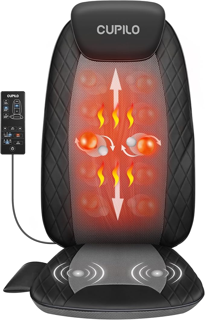 Back Massager for Pain Relief Deep Tissue - Shiatsu Massage Chair Pad for Back with Heat,Back Support Inflatable Flap Chair Massage,Gifts for Men Dad