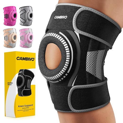 CAMBIVO ELITE Knee Brace with Side Stabilizers & Open Patella Gel Pad — Adjustable Support for Meniscus, Arthritis, ACL, MCL Recovery, Knee Support for Men and Women - Please Check Size Chart