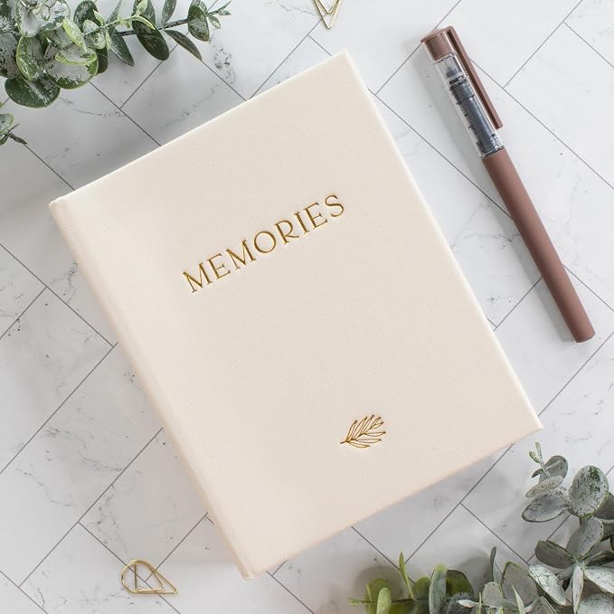 Beautiful Linen Photo Album For 4x6 Photos - Safely Holds Up To 100 Pictures of Unique Memories - The Perfect Large Photo Book To Store All Pictures of Treasured Family, Baby or Wedding Moments