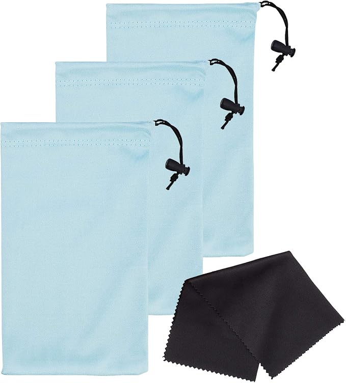 Mamlyn Premium Quality Microfiber Sunglasses Pouch With Spring Fastener