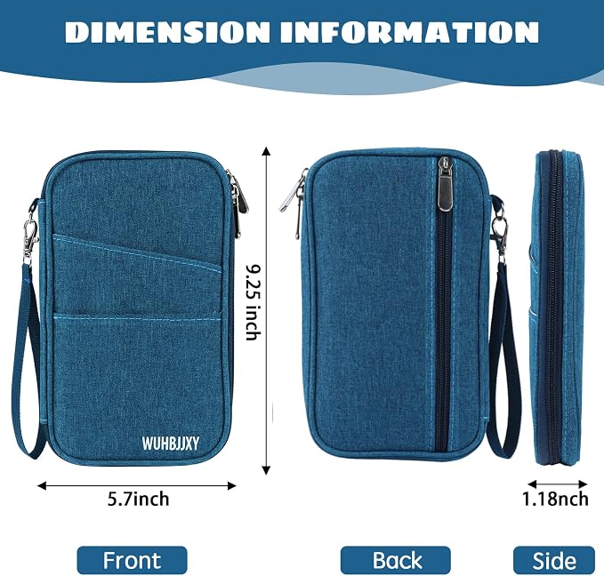 Amazing Practical Document Travel Organizer,Family Passport Holder，Rfid Women Travel Wallets, Waterproof Men Passport bags Travel Document Organizer (Dark Blue)