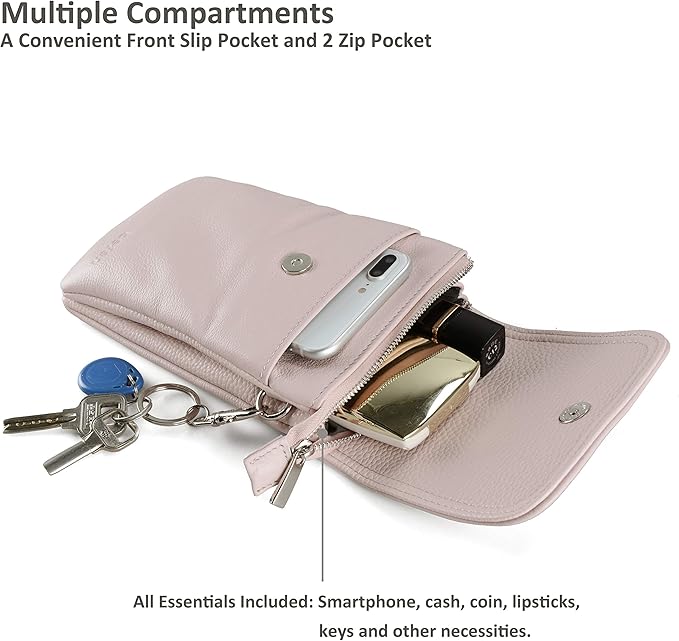 befen Genuine Leather Small Crossbody Bags for Women Cell Phone Travel Bag | Soft Real Leather, Adjustable Shoulder Strap, Card Slots, Compact Size, Daily Travel Shopping Outing Use, Phone Purse