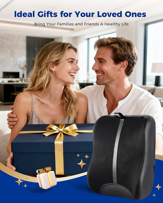 Shiatsu Back Massager with Heat-Electric Back Massager for Pain Relief Deep Tissue-Up and Down Rolling Massage Heated Lower Back Massager for Office/Home/Car-Gift for Men Women Parents