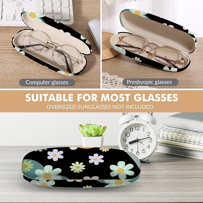 Glasses Case Hard Shell,Portable Protective Eyeglasses Case, Eyeglass Holder Box with Cleaning Cloth, for men women