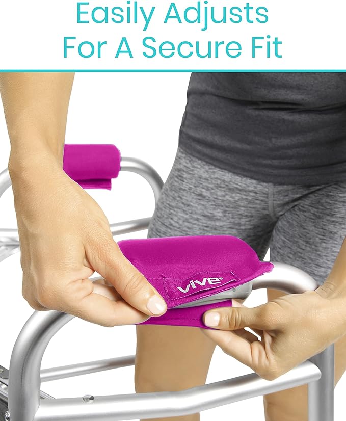 Vive Walker Handle Cushions - Padded Hand Covers - Soft Cushion Padding Medical for Folding Rolling Wheelchair, Rollator Handle, Senior, Elderly Grippers - Crutch Handle Pad Grips - Mobility Aid