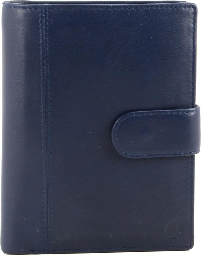 Genuine Sheep Leather Smart Family Size Passport Travel Wallet/Holder - (Blue)