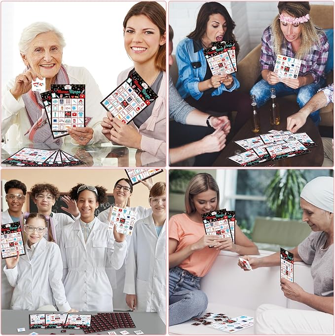 Shappy 35 Pcs Nurse Bingo Game 24 Players Nurse Graduation Party Bingo Game Cards RN Graduation Party Favor Supplies for Holiday Outdoor Indoor Grad Birthday Favors Gifts