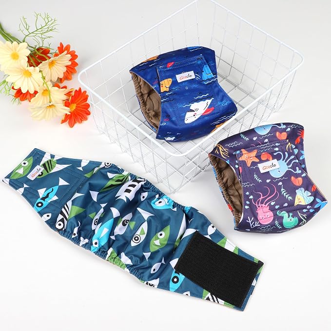 5 Pack Dog Diapers Male Reusable, Premium Belly Bands for Dogs, High Absorbing Male Dog Pee Wraps for Doggie in Incontinence or Excitable Urination and Training S
