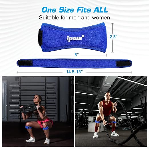 IPOW Patella Tendon Knee Strap 2 Pack Knee Pain Relief & Patella Stabilizer Knee Strap, Patellar Tendon Support Strap, Knee Brace for Running, Hiking, Soccer, Basketball, Jumpers Knee, Tennis, Volleyball & Squats