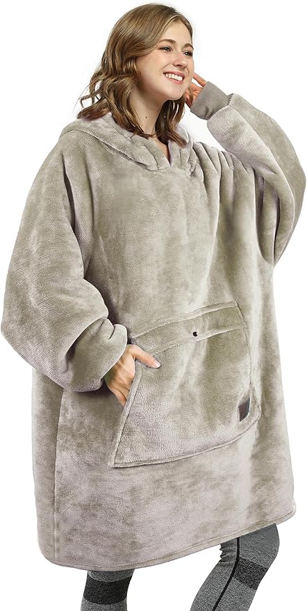 Catalonia Oversized Blanket Hoodie Sweatshirt, Wearable Sherpa Lounging Pullover for Adults Women Men